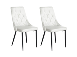 Conjunto De 2 Cadeiras De Refeições Modernas E Estofadas Beliani Avenir De Veludo Branco Creme 46x61x96
