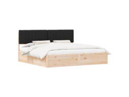 Estrutura de Cama com Cabeceira Estofada Preto 200x200 cm MAISON EXCLUSIVE