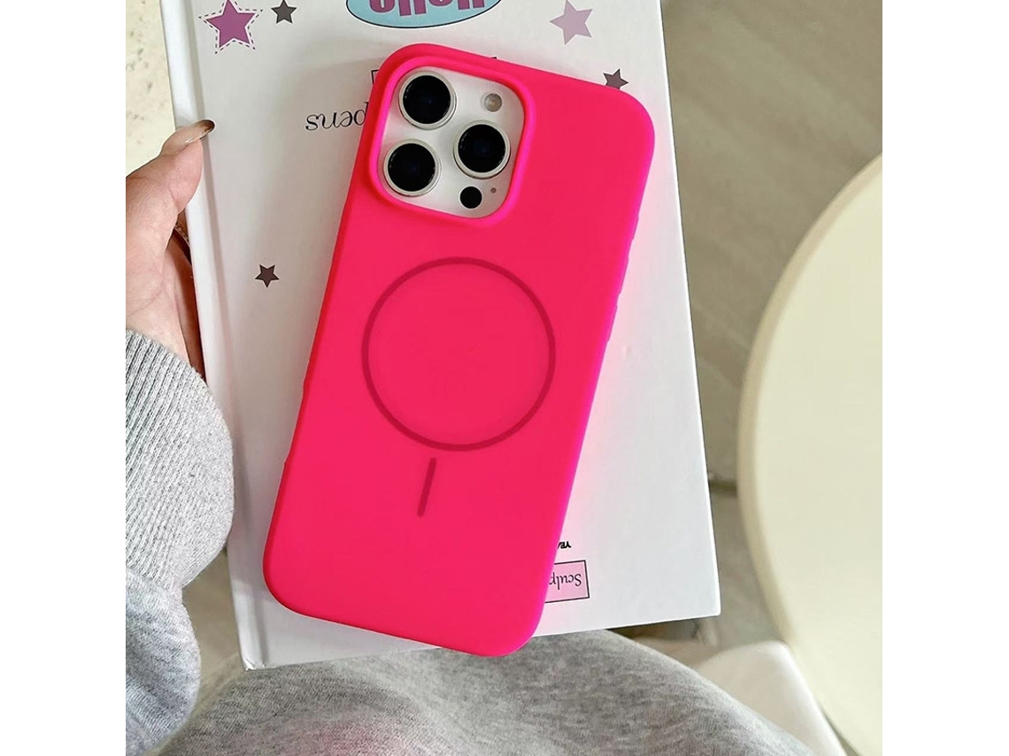 Capa Para Iphone 17 Pro Max, Rosa-avermelhada, Fina, Com Anel Magnético, Em Silicone Líquido, Resistente A Impactos E Cor Sólida.