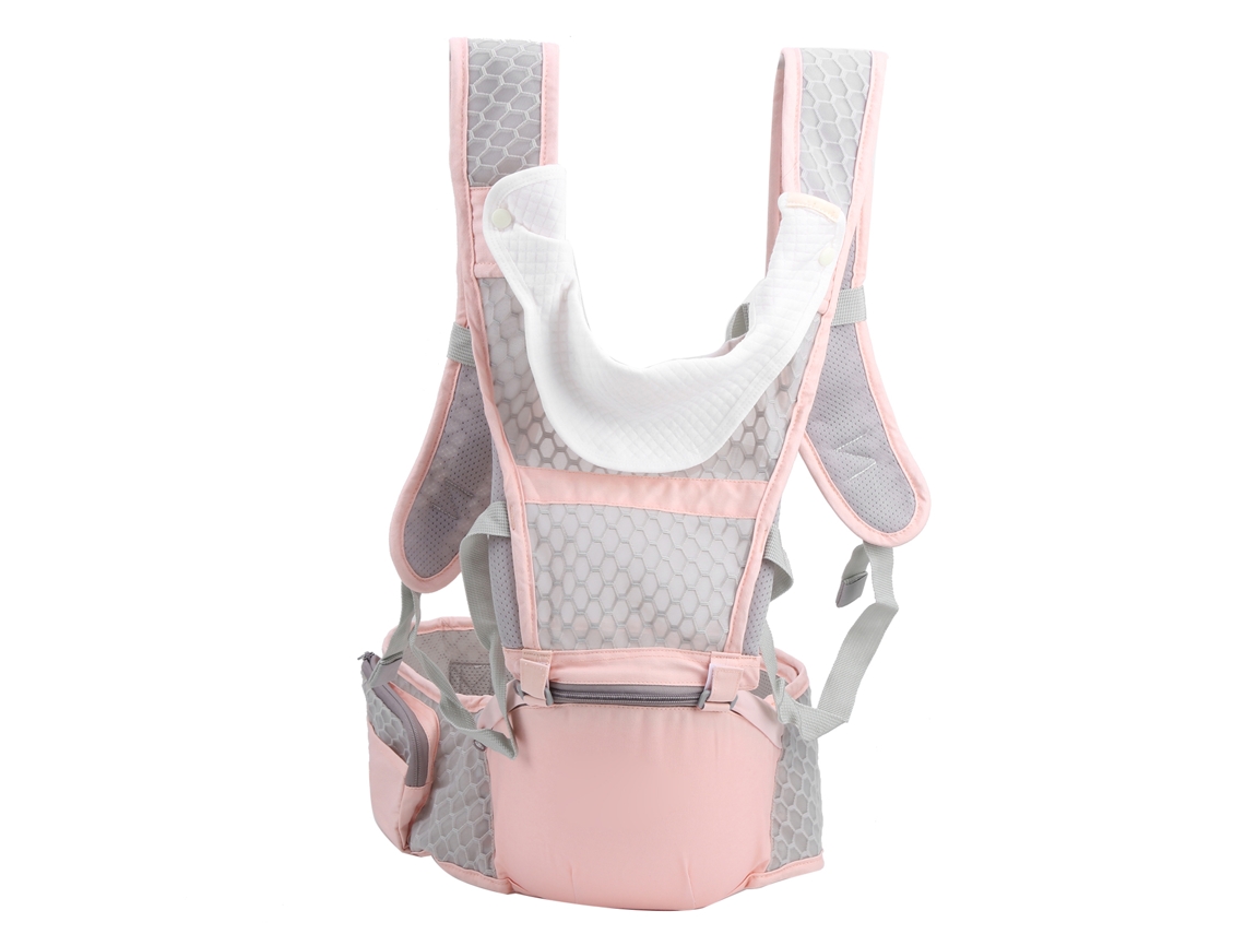 Portabebé Multifuncional Transpirable Ergonómico Con Taburete Lumbar Suave Para Bebés Color Rosa