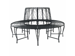 Vidaxl Banco De Árvore Ø 160 X 89 Cm Aço Preto Redondo