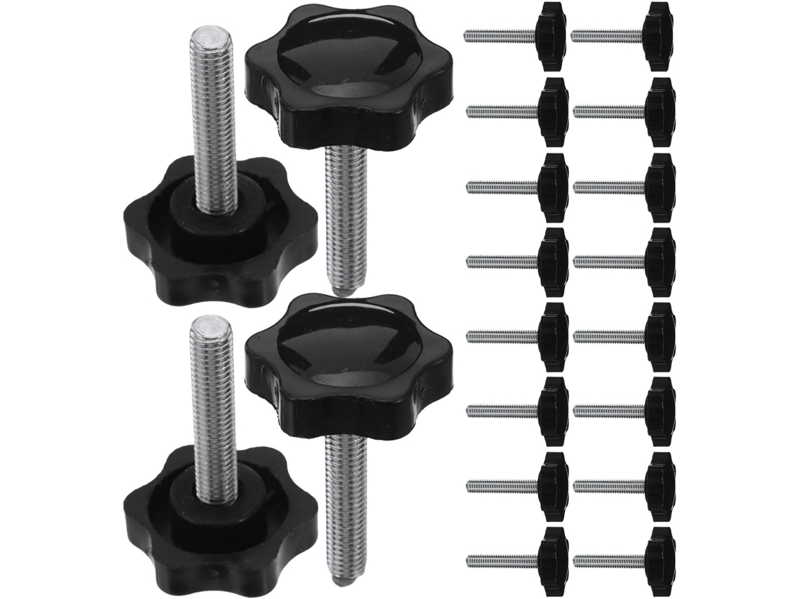 Pacote com 20 Parafusos de Asa Estrela M8 X 40 Mm com Botões de Plástico Pretos para Fixação. SFUSHOS