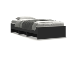 Estrutura de Cama MAISON EXCLUSIVE Derivados de Madeira Preto (90x190 cm)