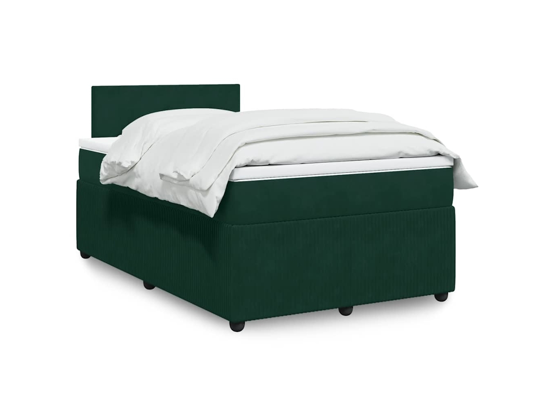 Vidaxl Cama Boxspring Com Colchão 120x190 Cm Veludo Verde-escuro