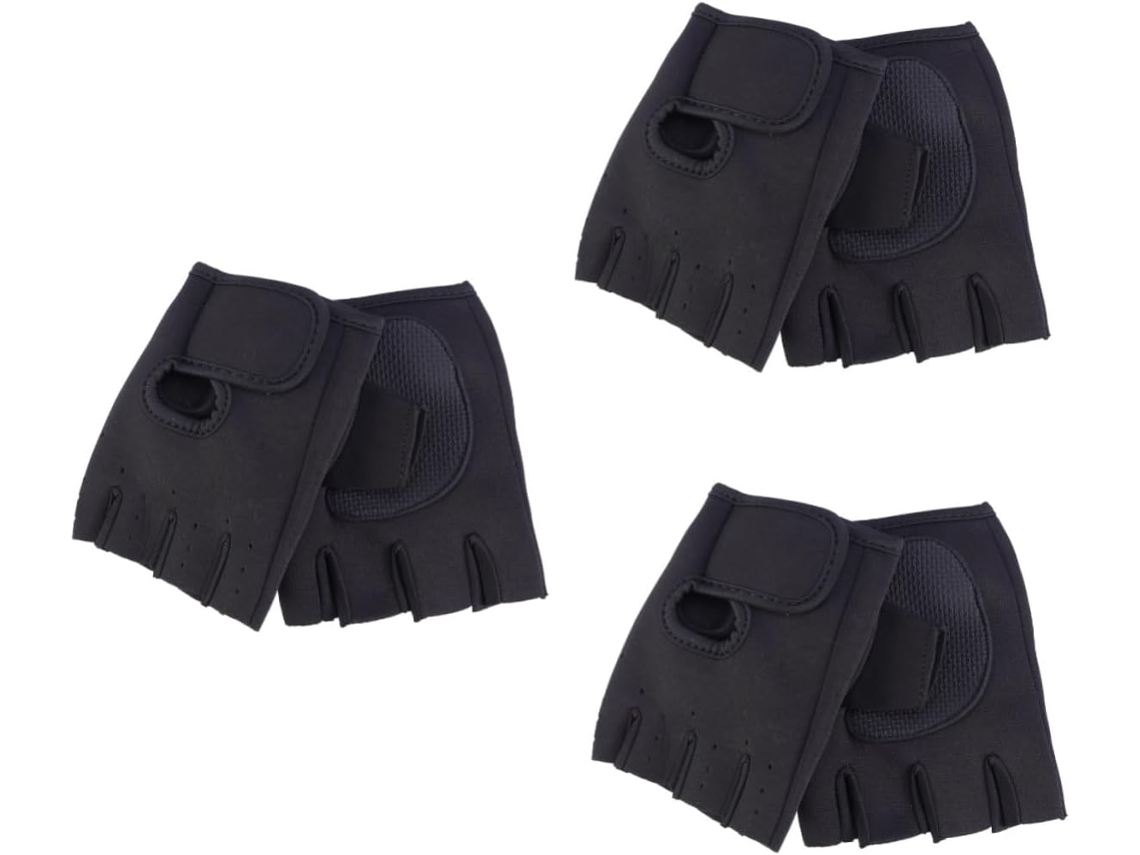 Besportble Par De Luvas Fitness Meio Dedo Com 3-dedos Para Ciclismo, Exercícios, Luvas De Borracha Protetoras Para Ioga