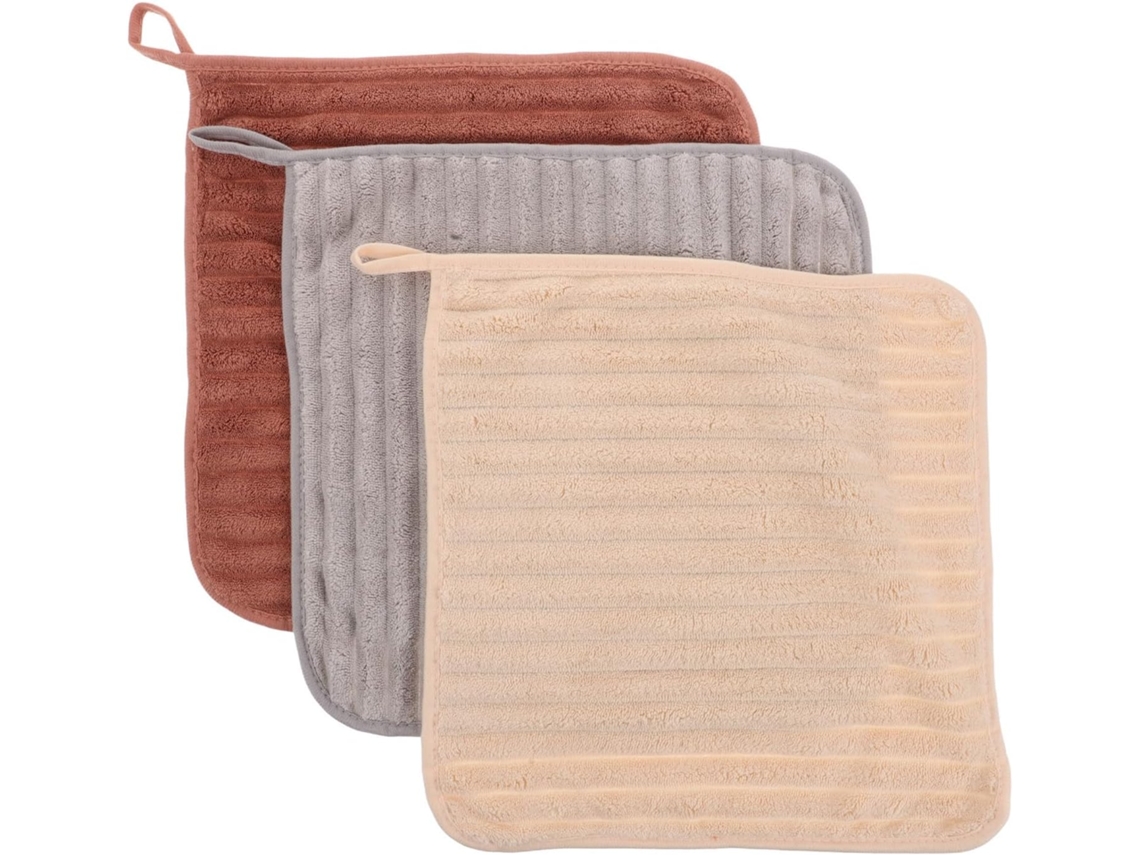 Conjunto de 3 toalhas de banho coral superabsorventes e sólidas.