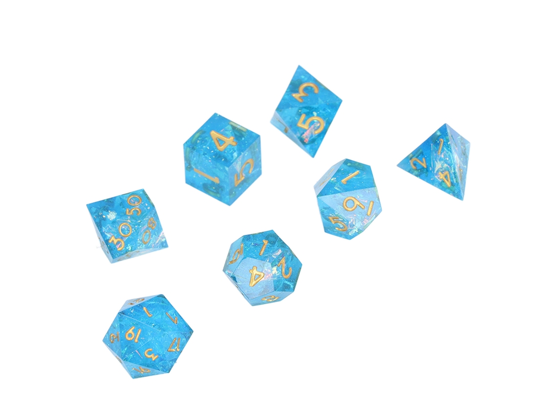 Set De 7 Dados Poliédricos De Resina Com Bordas Afiadas Para Jogos De Mesa Rpg E Ensino Matemático