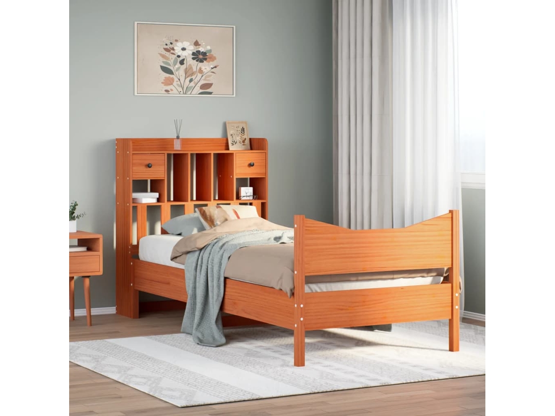 Vidaxl Cama Sem Colchão 75x190 Cm Madeira De Pinho Maciça Castanho-mel