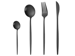 Conjunto de utensílios de cozinha em aço inoxidável, 16 peças, vermelho, para 4 pessoas.