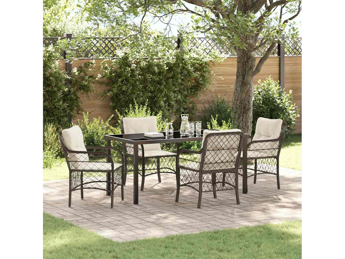 Vidaxl Conjunto de Jantar para Jardim 5 Pcs Castanho Vime Pe