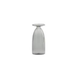 Vaso Un Fiore De 22 Cl Em Vidro Borossilicato Soprado À Mão, Design Elegante Com Boca Alargada E Decoração Em Pasta De Vidro, Cor Cinza.