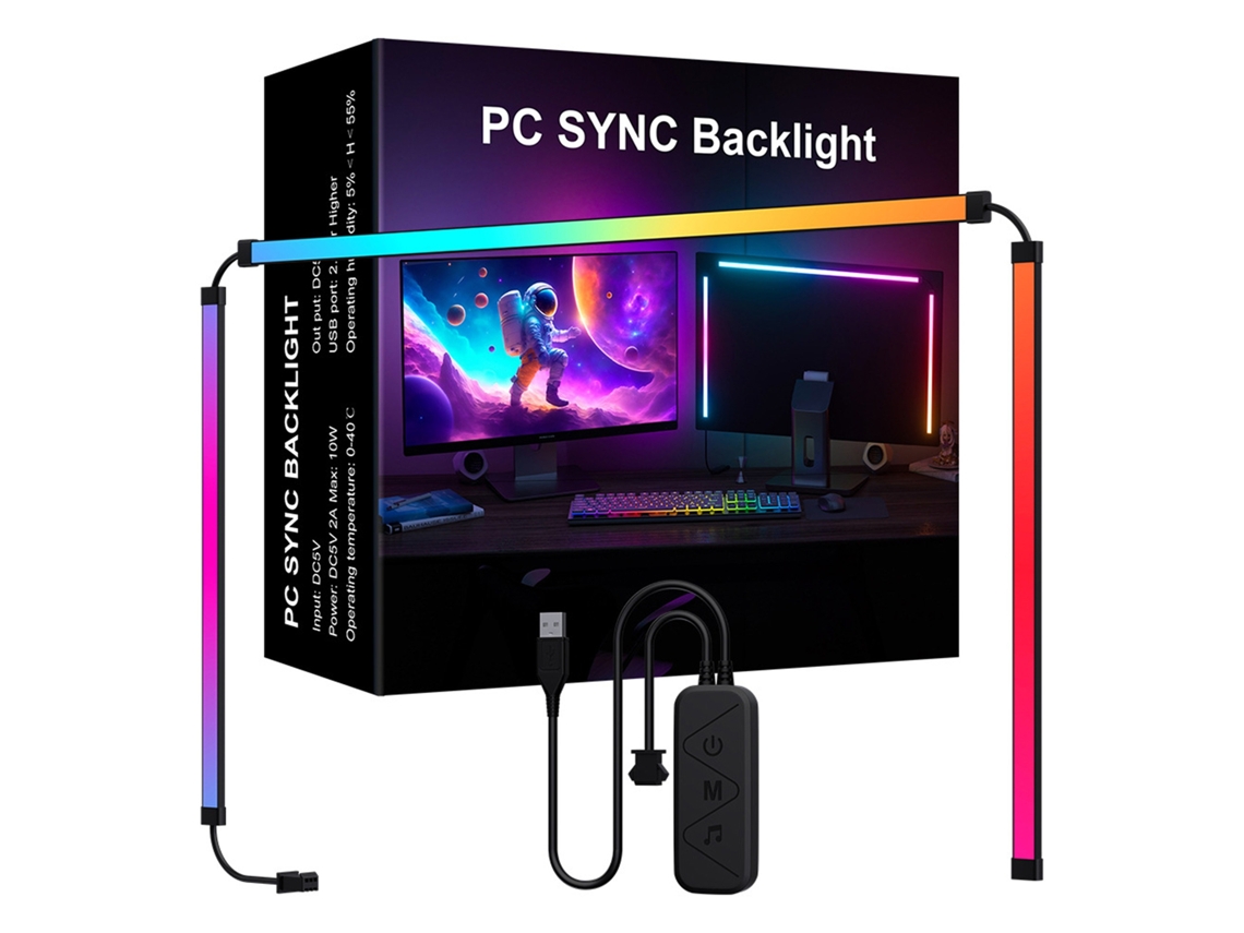2026 barra de Luz Led Rgb Phantom com Sincronização Musical, Modos Dinâmicos e Controle por Software