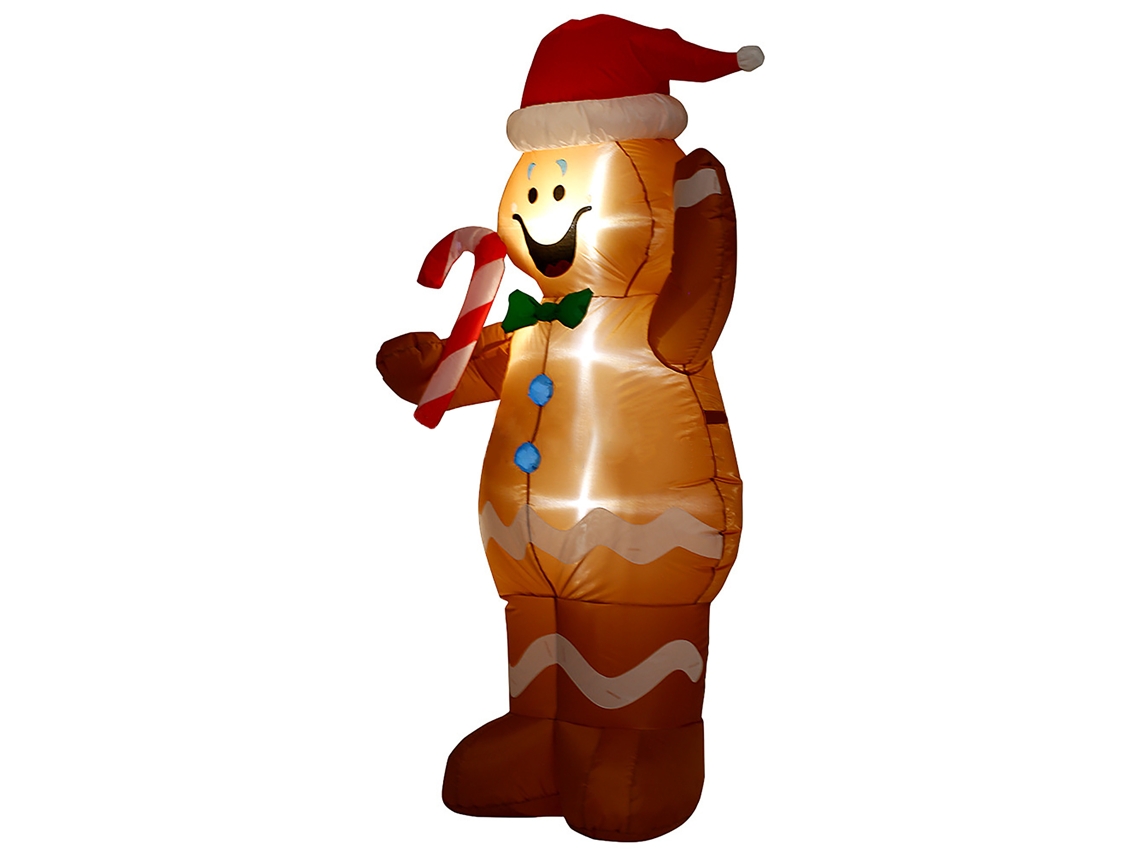 Decoração De Natal Inflável Laxiscreed Homem De Gengibre De 1,5m Com Led E Doces Para Jardim