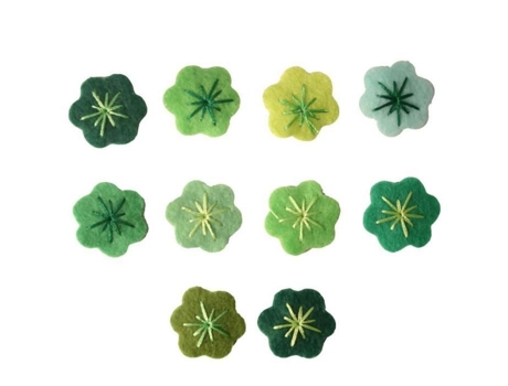 Flor De Feltro Adesivo - The Universe Of Piwi - 2 Cm - Verde - Decorativo - Misto