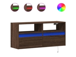 Móvel de Parede com Luzes Led Carvalho Castanho MAISON EXCLUSIVE (100x31x45 cm)