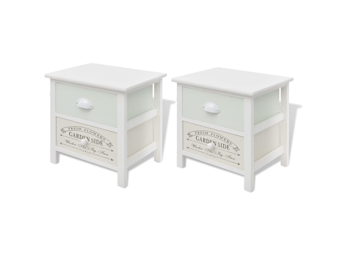 Bedside Cabinet, Bedside Cabinets Vidaxl Branco Madeira De Paulownia (n/a)