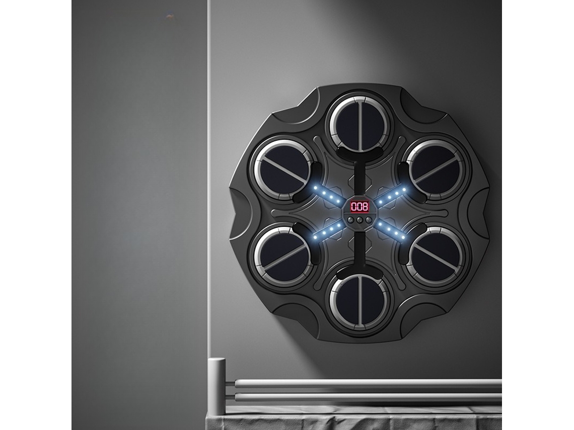 Máquina De Boxe Inteligente Com Led Para Crianças, Com Luvas, Para Montagem Na Parede, Brinquedo Para Treino De Reação Preto Hexinyigjly