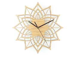 Lotus Bamboo Flor Wall Clock Natural Wood Wall Salping Mesa de Quartzo Relógio Mudo