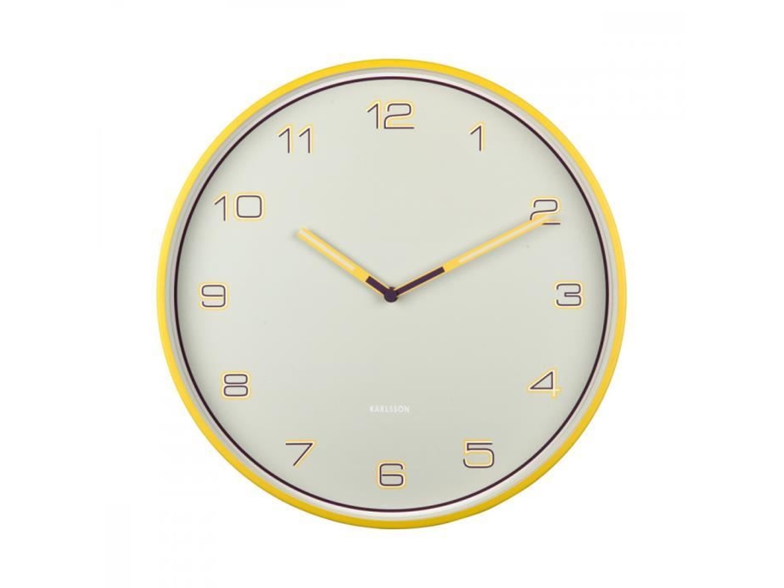 Relógio de Números Forrados D40Cm Hora Presente Amarelo PRESENT TIME
