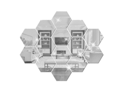 Adesivos De Espelho Hexagonal 3d Acrílico 80x70x40mm 12 Unidades