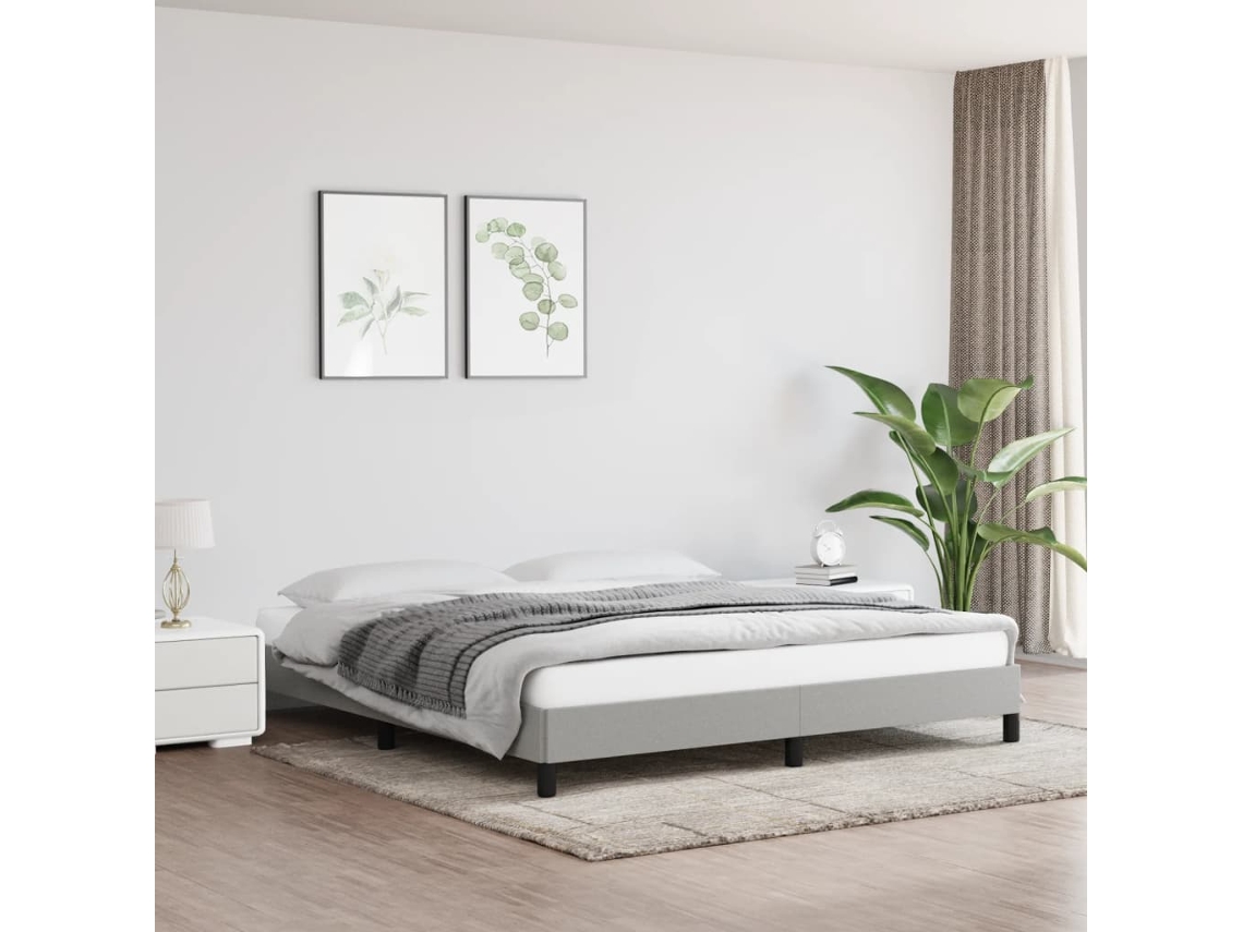 Estrutura de Cama Sem Colchão Tecido Cinzento claro MAISON EXCLUSIVE 160x200 cm