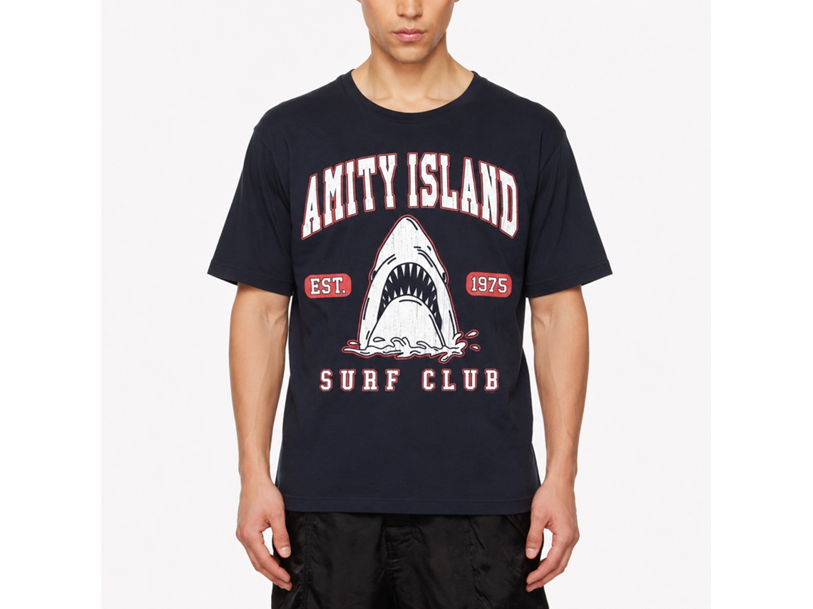 Rockinstone Jaws Movie Surf Club Collegiate Navy Adult T-shirt Size:s