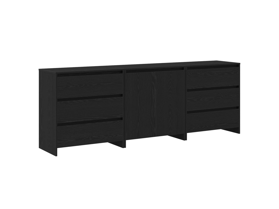 Vidaxl Buffet 3 Pcs Preto 70 X 41 X 75 Cm Madeira Processada