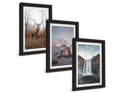 Quadros Decorativos Para Paredepaisagens Selvagens De Montanha Moldura Preta Quadros Para O Escritório Espelharte (3 Peças 20x30 Cm)