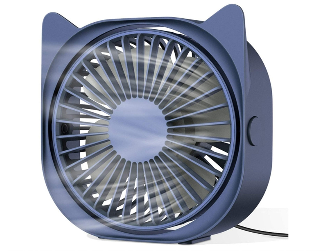 Ventilador Mesa Usb Mini 3 Velocidades 360° Giratório Casa/escritório Azul Yizhood