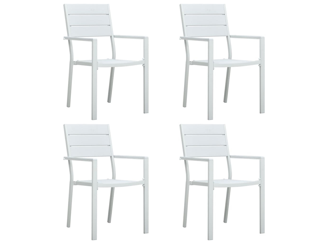Cadeiras Jardim 4 Pcs Pead Aspeto Madeira Branco Dkd Home Decor