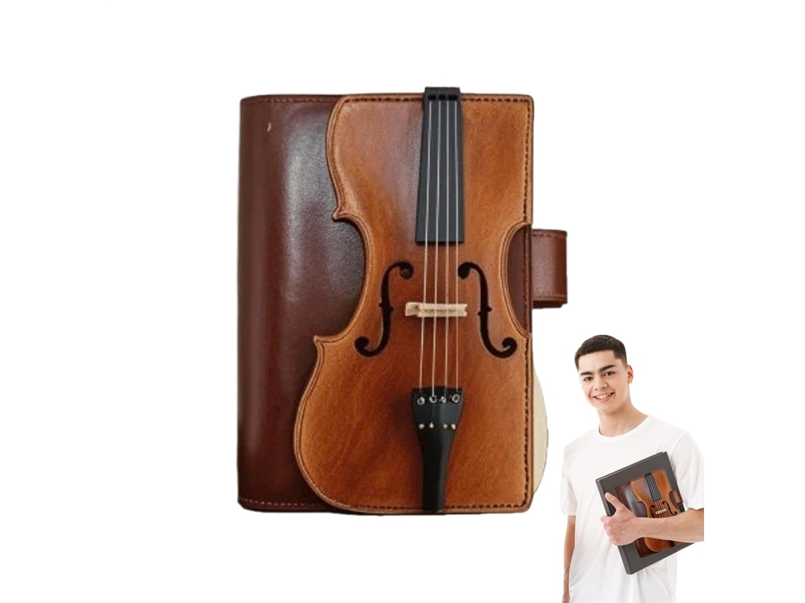 Caderno/diário Com Design Vintage De Violino | Agenda Em Couro Pu Para Estudantes, Professores, Trabalhos Vayotoy