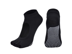 Meias de Yoga de Meia Ponta Arejadas con Calcanhar Aberto Antiderrapantes de Algodão Penteado para Pilates Preto S/MARCA