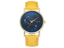 Relógio de pulso feminino Zhoulianfa, analógico, de quartzo, com pulseira de couro PU (amarelo)