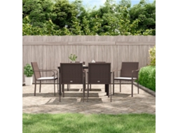 Vidaxl 7 Pcs Conjunto De Jantar P/ Jardim C/ Almofadões Vime Pe E Aço