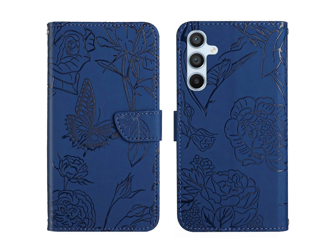 Capa De Couro Flip Com Estampa De Borboleta E Toque De Pele Para Samsung Galaxy A34 5g Ht03