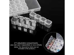 Caja De Armazenamento Plástico Ajustável Com 28 Compartimentos Para Arte De Unhas, Joias, Pérolas E Anéis Transparente
