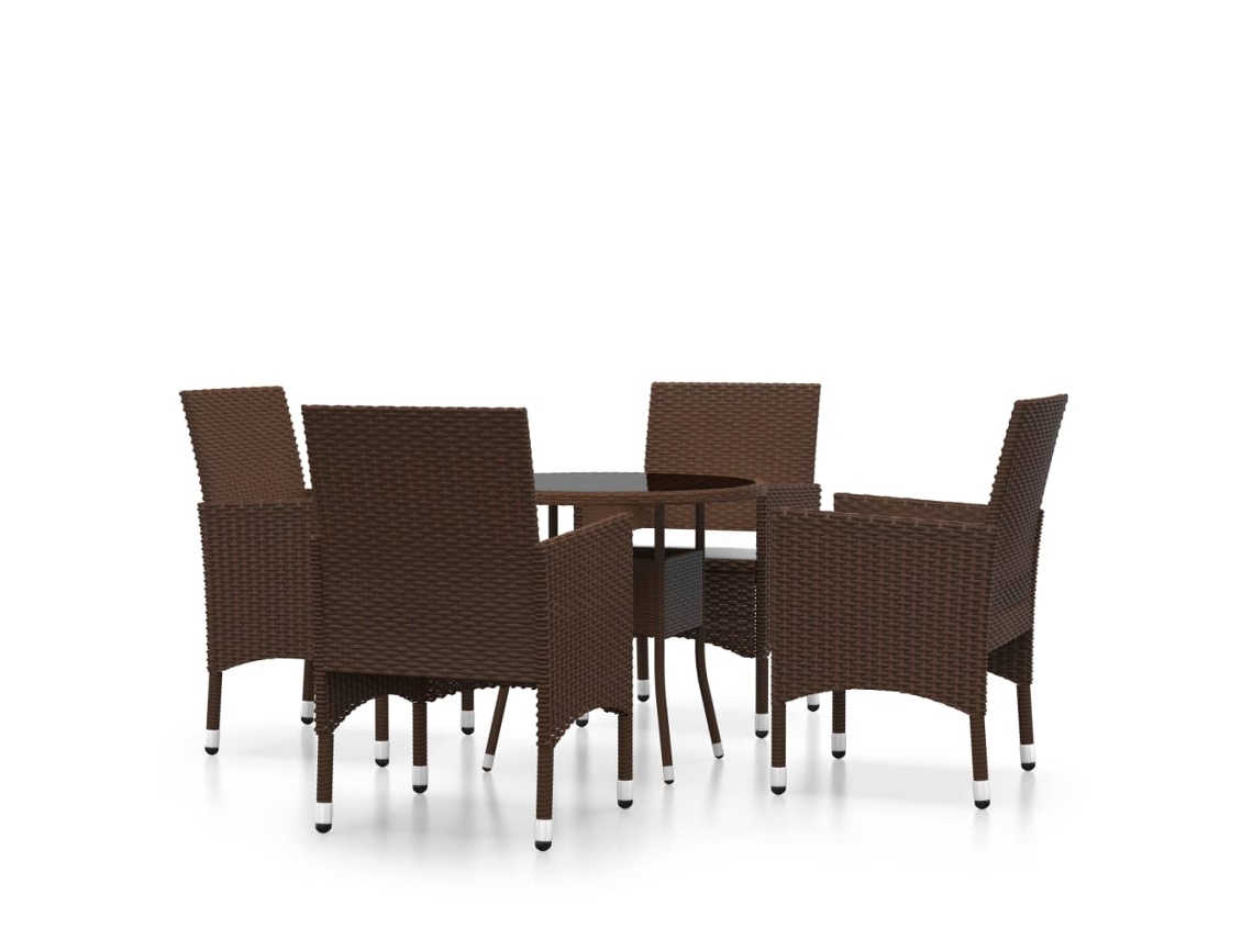 Maison Exclusive - 5 Pcs Conjunto De Jantar Para Jardim Vime Pe Castanho