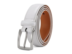 Cinto De Couro Genuíno Masculino Yuysan, Casual, Simples E Versátil, Largura 3,5 Cm, Comprimento 110 Cm, Cor Branco