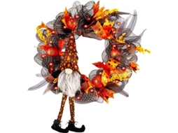 Decoração de Halloween com Luzeiras, Coroa de Caveira, Flores e Penas Nova Line