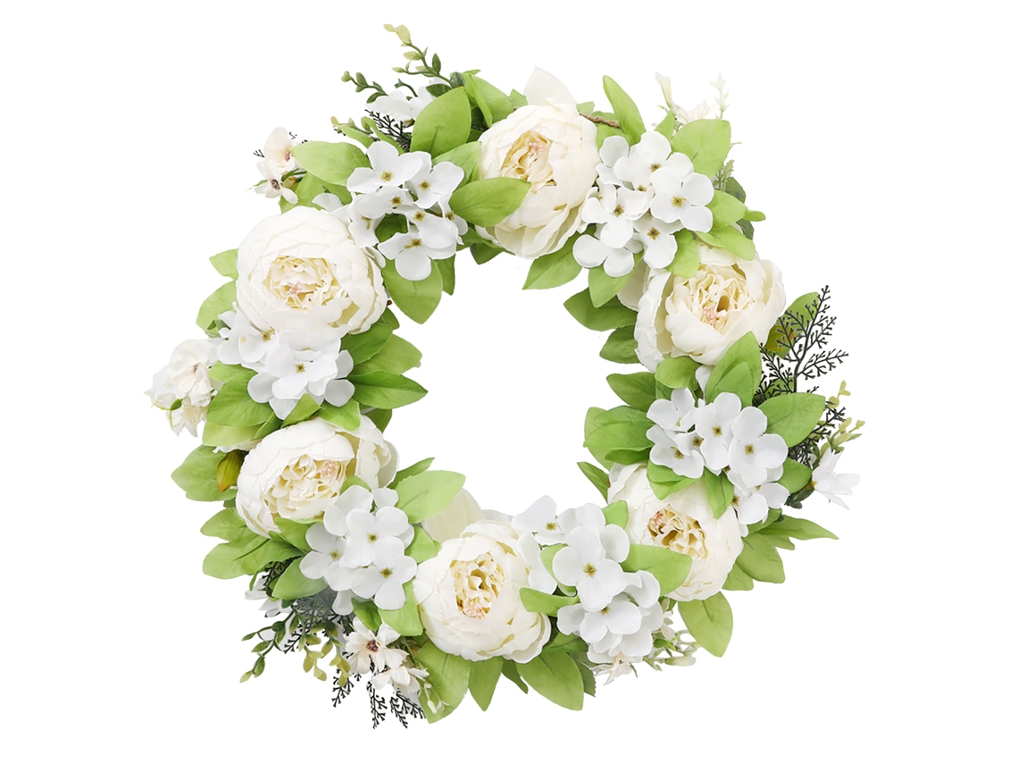 Laxiscreed Coroa De Porta De Entrada Com Flores Artificiais Bright, 15,7 Polegadas Para Decoração Elegante
