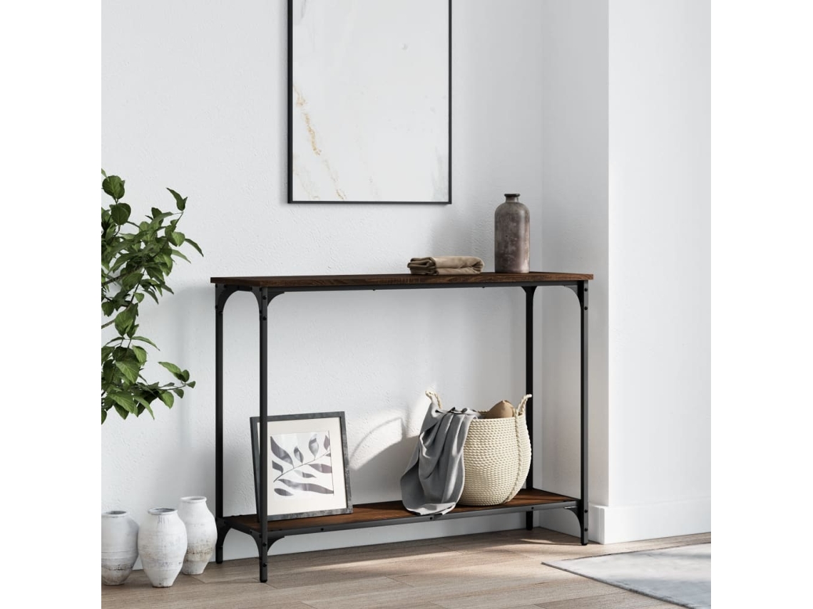 Vidaxl Mesa Consola 101x30,5x75 Cm Derivados Madeira Carvalho Castanho