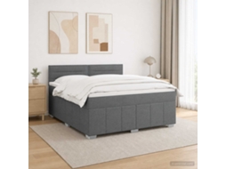 Vidaxl Cama Box Com Led E Colchão Cinzento-escuro 140 X 200 Cm Tecido