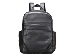 Mochila de Viagem de Negócios Mochila de Grande Capacidade Mochila de Couro Genuíno para Laptop-561 Preta