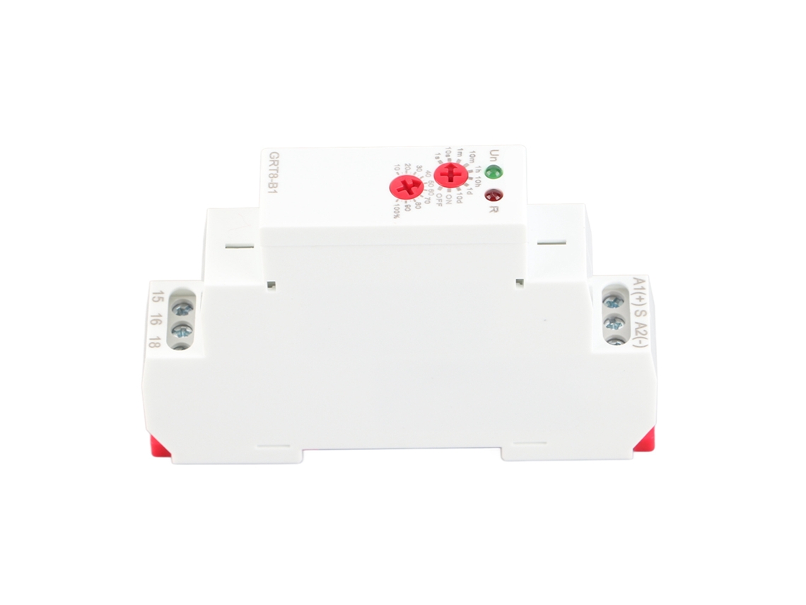 YURU relé de atraso de desligamento mini GRT8-B1 trilho din AC/DC 12V-240V ajustável 0,1s-10 dias com LED