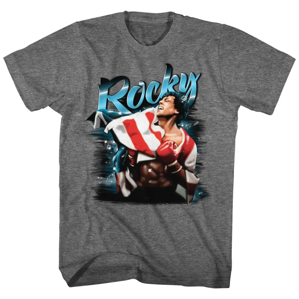 Rockinstone Rocky Movie Airbrush Heather Graphite Adult T-shirt Size:m