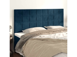 Vidaxl Cabeceira Azul Escuro 200x5x118/128 Cm Veludo