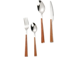 Conjunto De Talheres De Aço Com Cabos Imitando Porcelana, Incluindo Colher Grande E Pequena