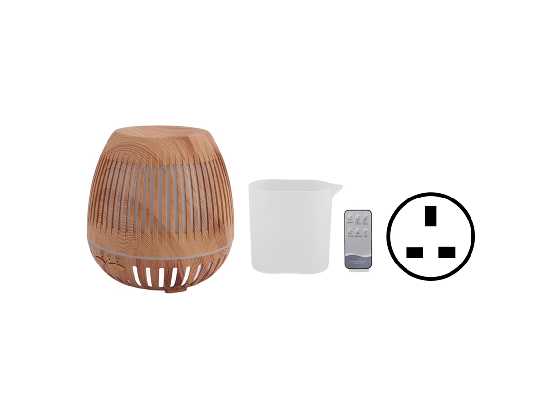Umidificador Grão Madeira 400ml 8w 24v Controle Remoto Luzes Led | S/MARCA