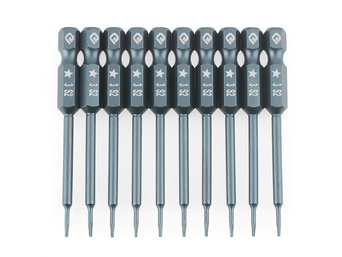 Conjunto De 10 Pontas De Parafuso De Estrela De 5 Pontos, Cabo Hexagonal De 1/4 Polegada, Aço Liga S2, 65mm, Magnético