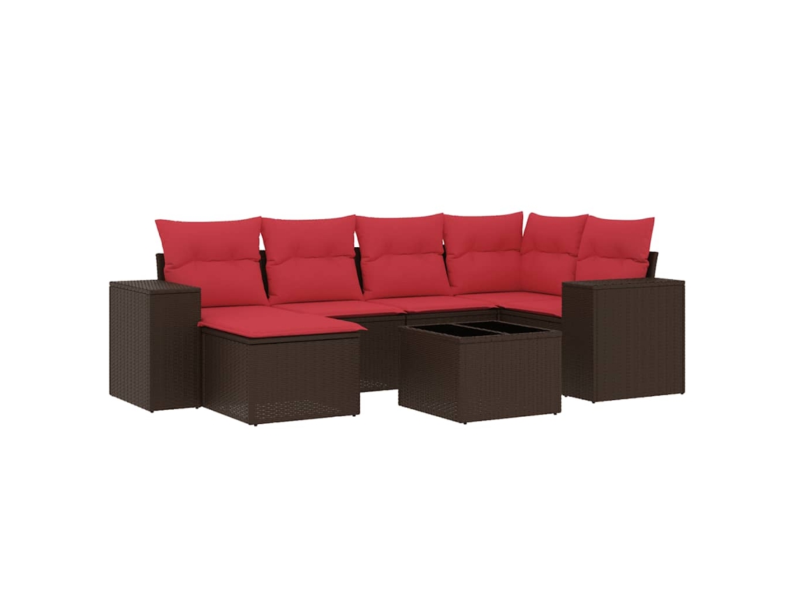 Conjunto de Sofá de Jardim, 7 Peças, Almofadas, Rattan Preto MAISON EXCLUSIVE